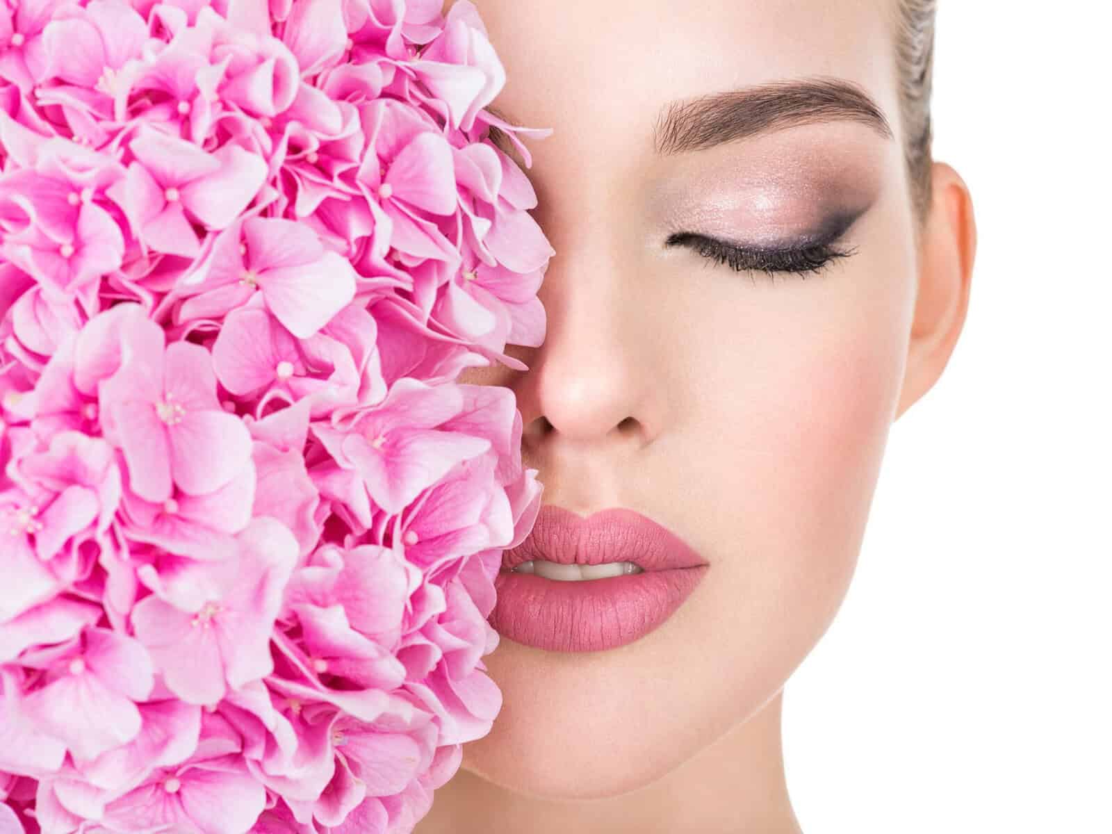 women with flowers and makeup